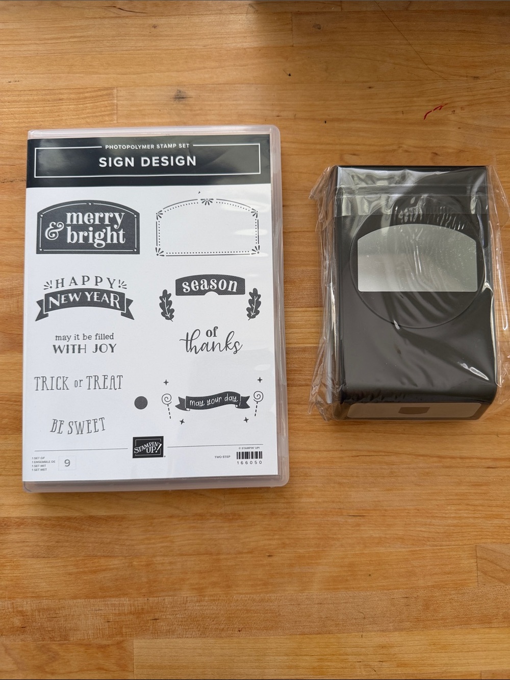 Retired Stampin’' Up! Sign Design Photopolymer Stamp Set and Coordinating Punch